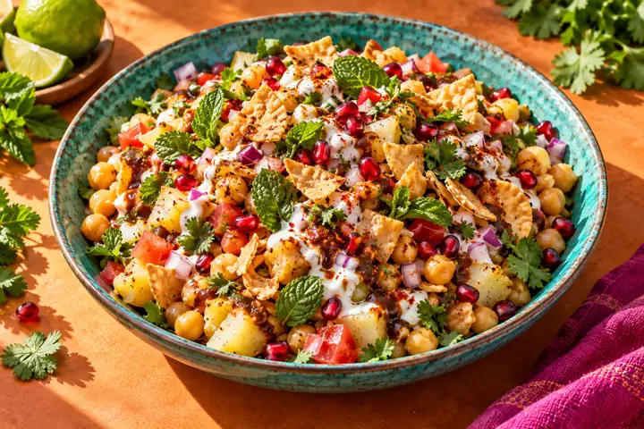 Fresh, colourful chickpea chaat